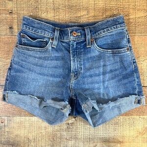 J Crew Mercantile Shorts Womens 24 High Rise Cut Off Denim Medium Wash